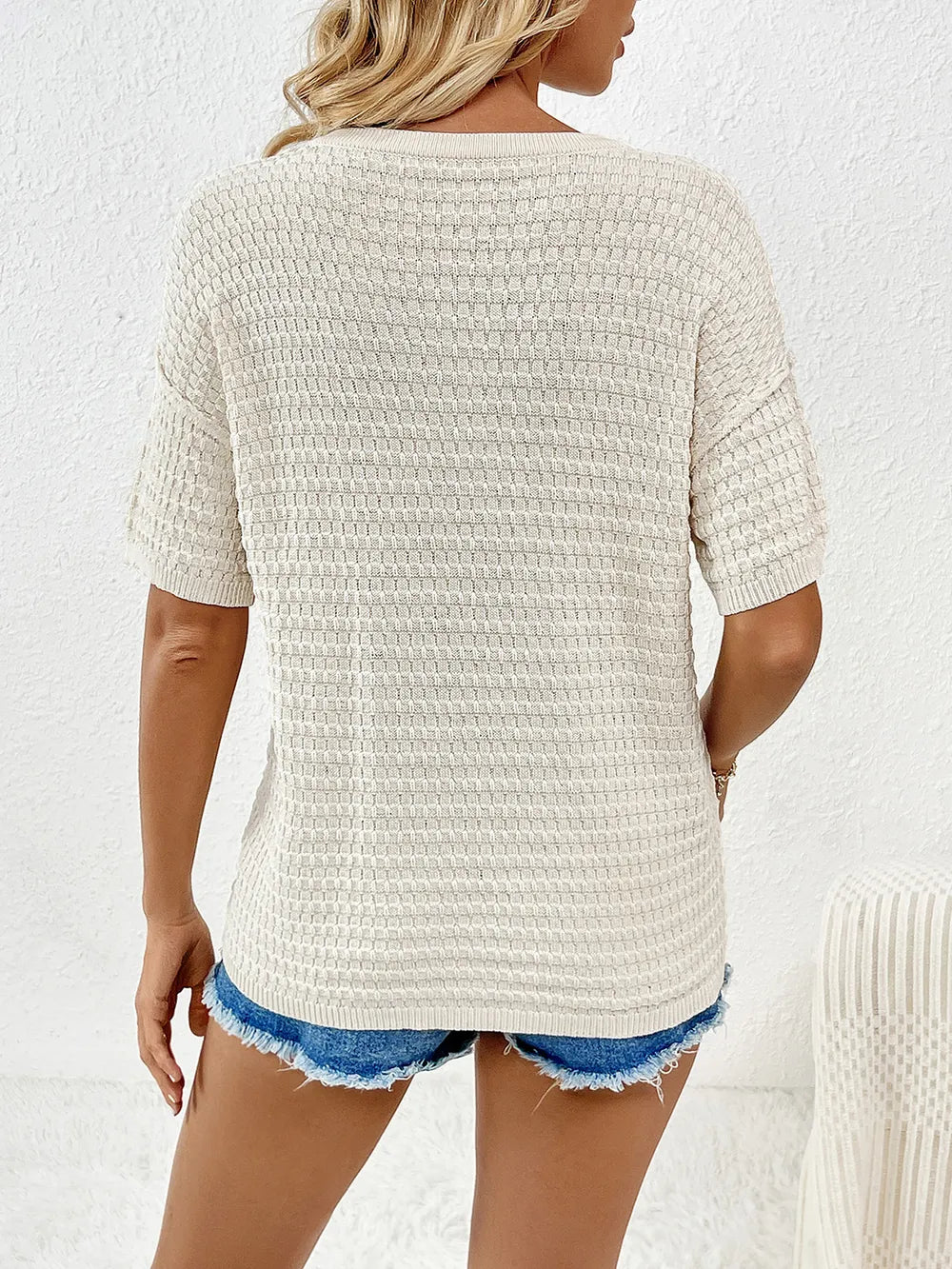 Round Neck Half Sleeve Knit Top (12)