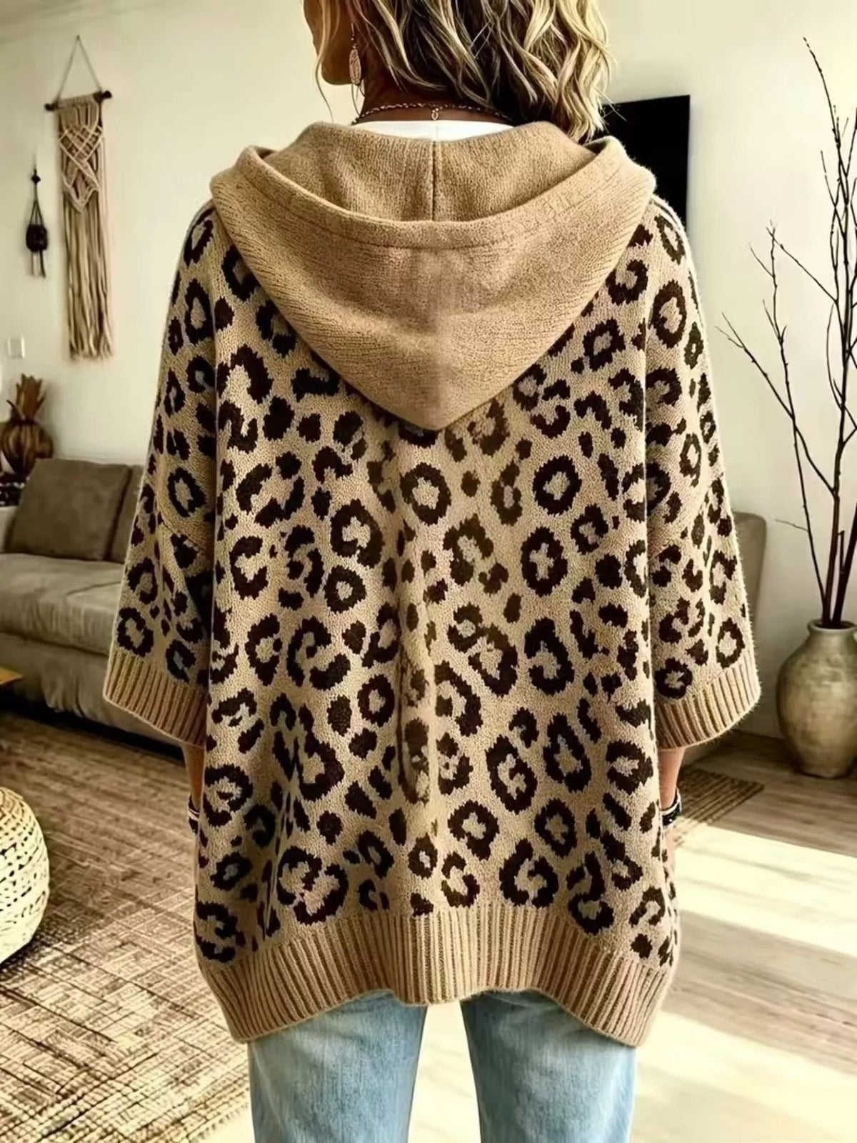 Drawstring Leopard Hooded Sweater (3)