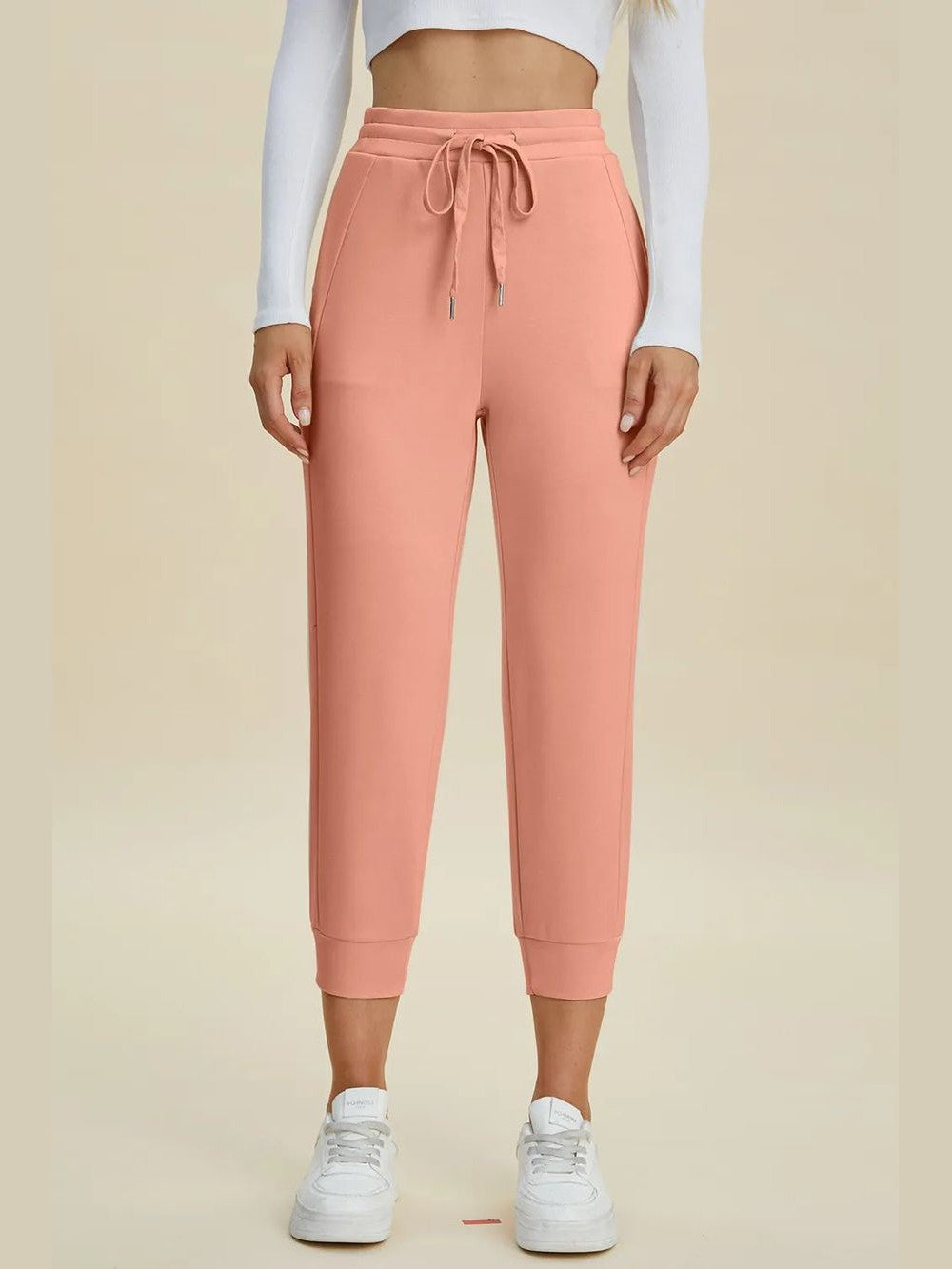 Full Size Air Scuba Drawstring High Waist Cropped Pants