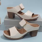 Pu Leather Block Heel Sandals (6)