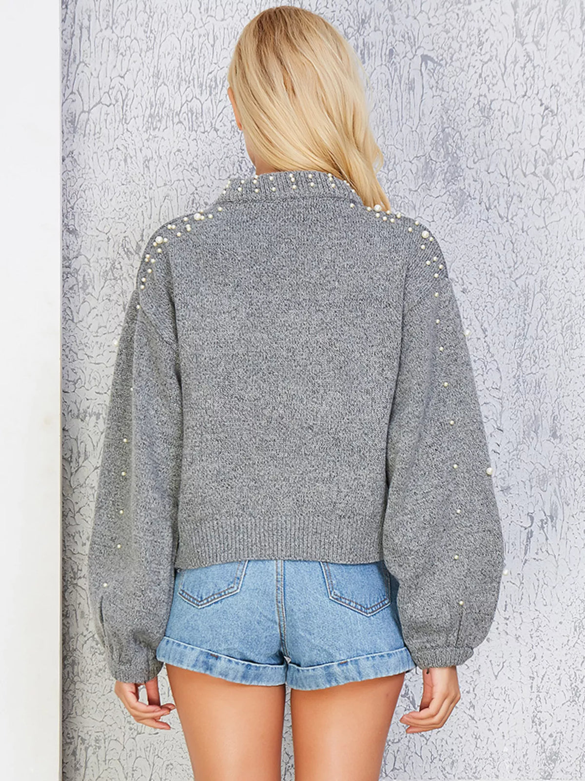 Pearl-embellished Mock Neck Sweater (3)
