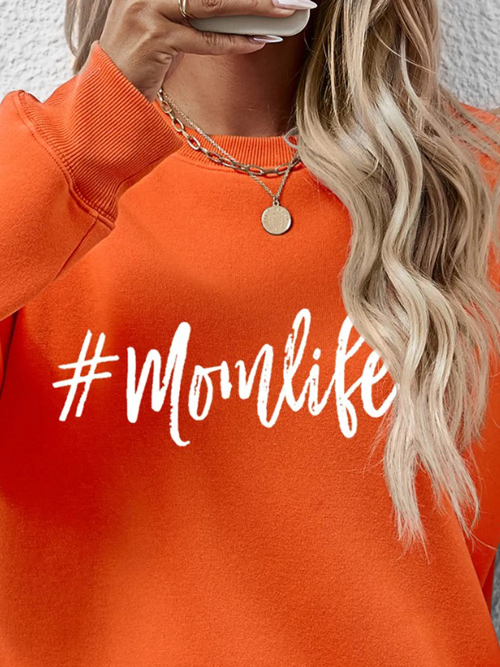 Letter Graphic Round Neck Sweatshirt (26)