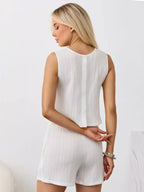 Textured Round Neck Tank Shorts Set (7)