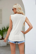 Contrast Eyelet V-neck Tank (3)