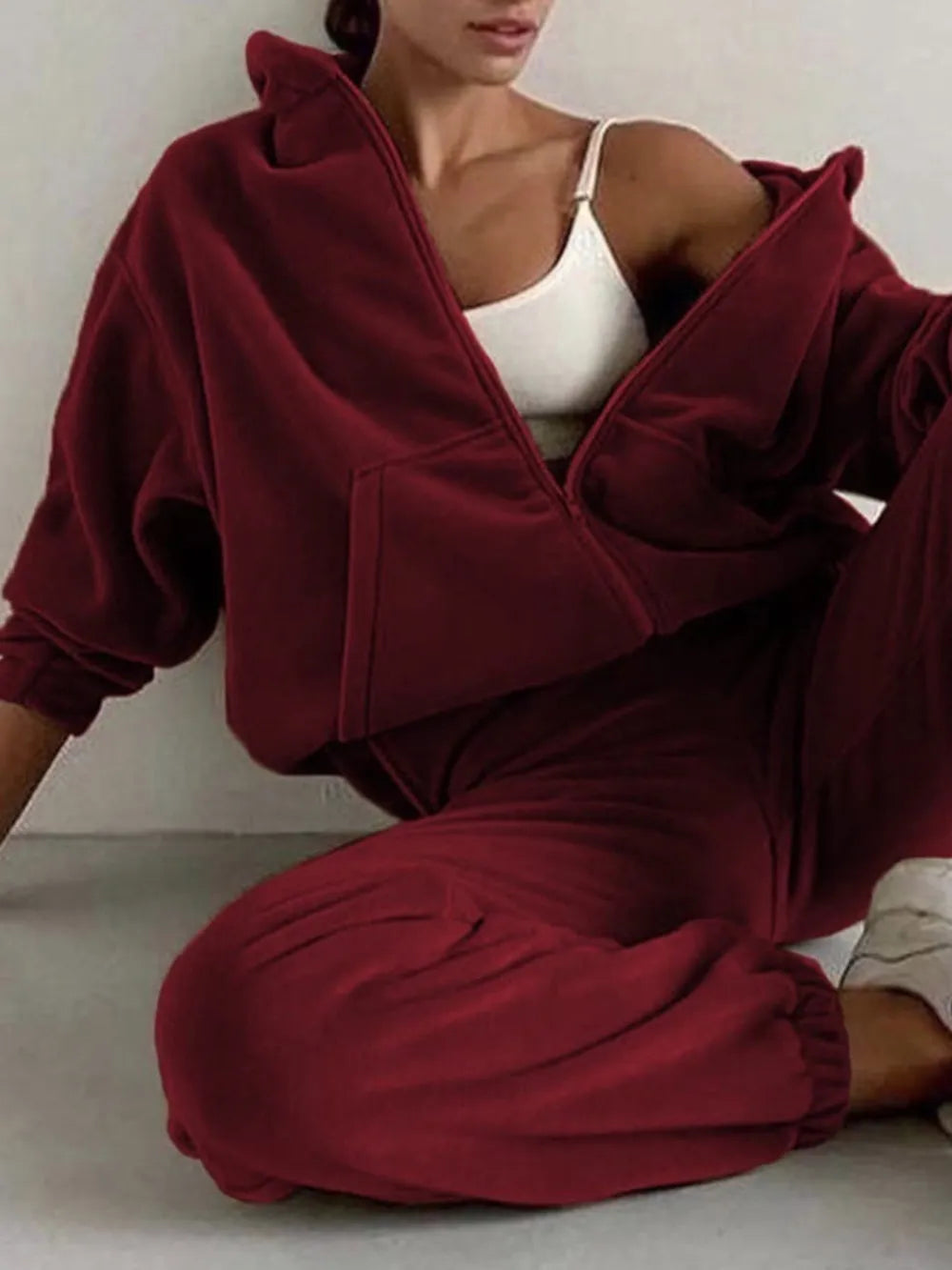 Zip Up Long Sleeve Hoodie Joggers Set (19)