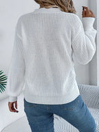 Cutout V-neck Long Sleeve Sweater (2)