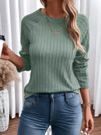 Textured Knit Long Sleeve T-shirt (14)
