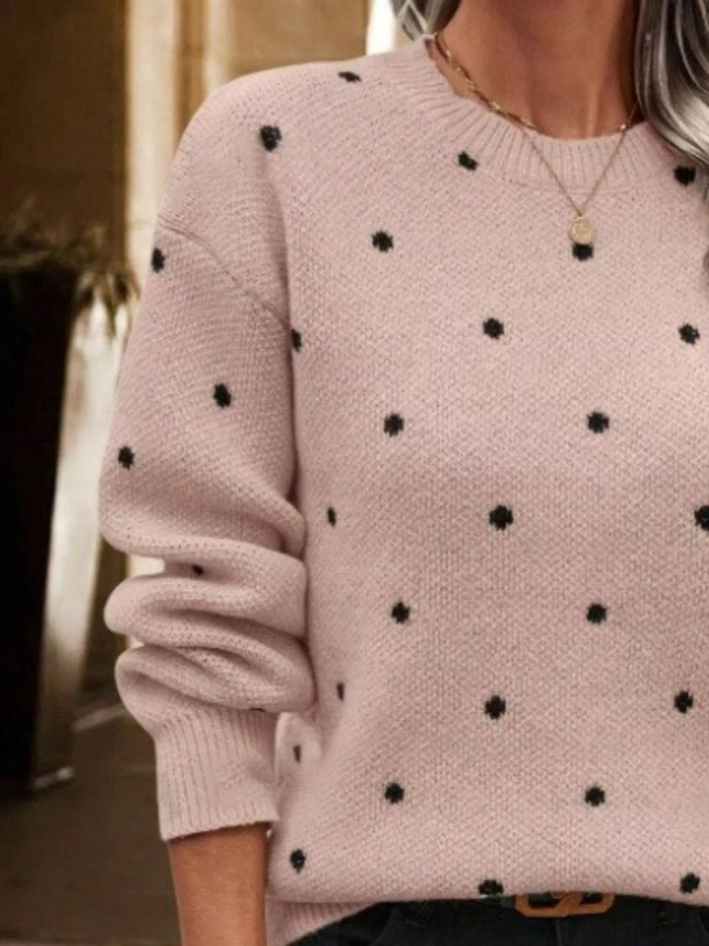 Polka Dot Round Neck Sweater (14)