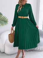 Pleated A-line Midi Dress (9)