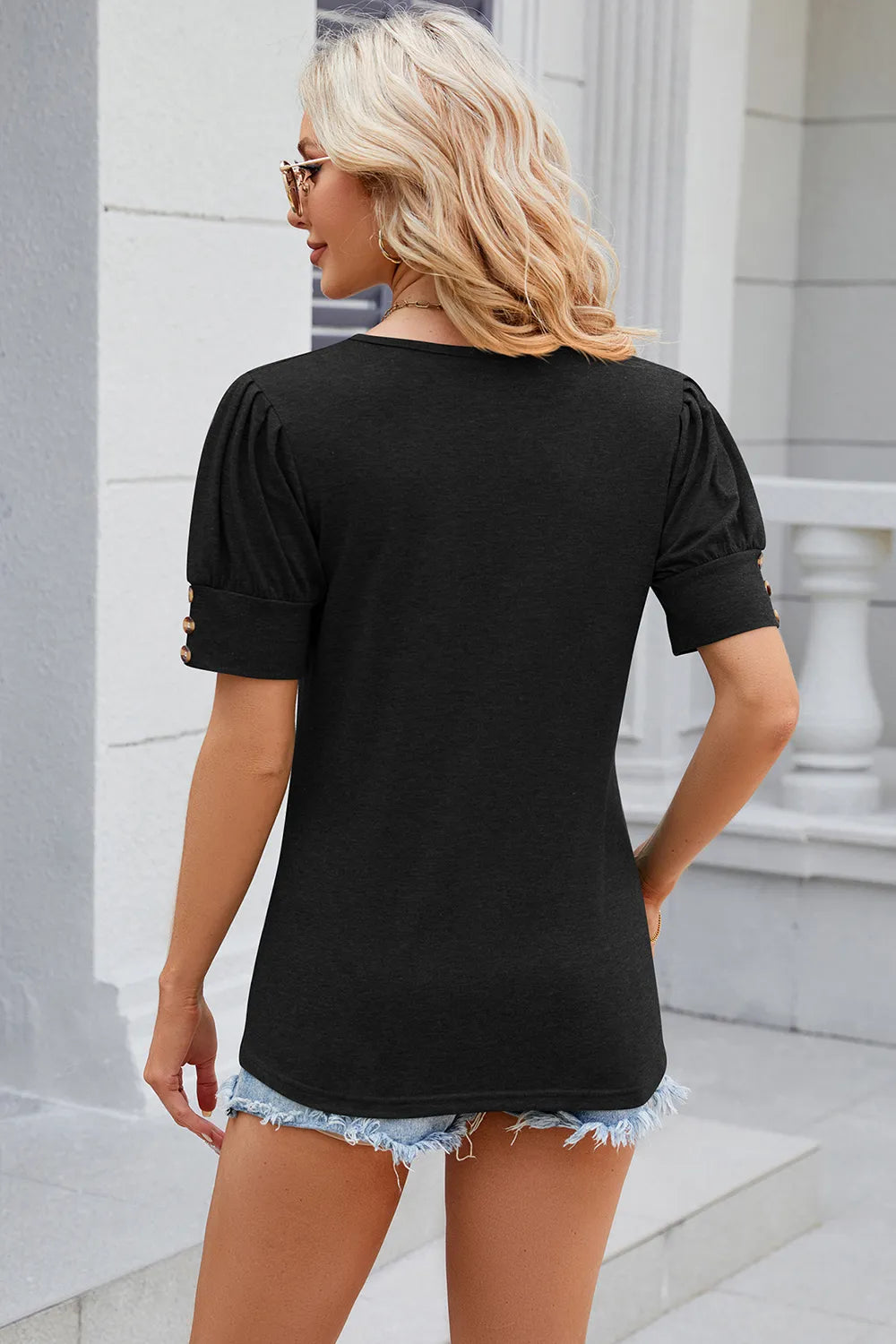 Round Neck Puff Sleeve T-shirt (12)