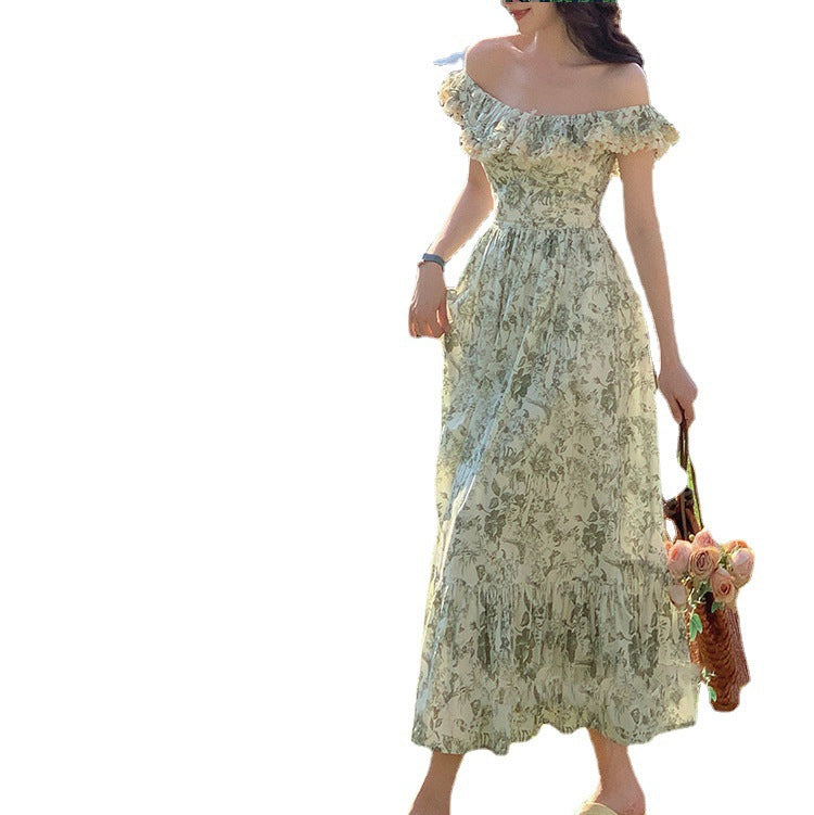 French Shoulder Print Dress variant CJLY171787001AZ|CJLY171787002BY|CJLY171787003CX