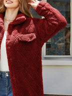 Texture Button Up Dropped Shoulder Coat (10)