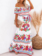 Floral Off Shoulder Ruffle Maxi Dress (3)