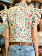 Printed Ruffle Sleeve Blouse (5)