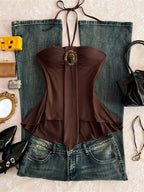 Embellished Front Halter Neck Cami (8)