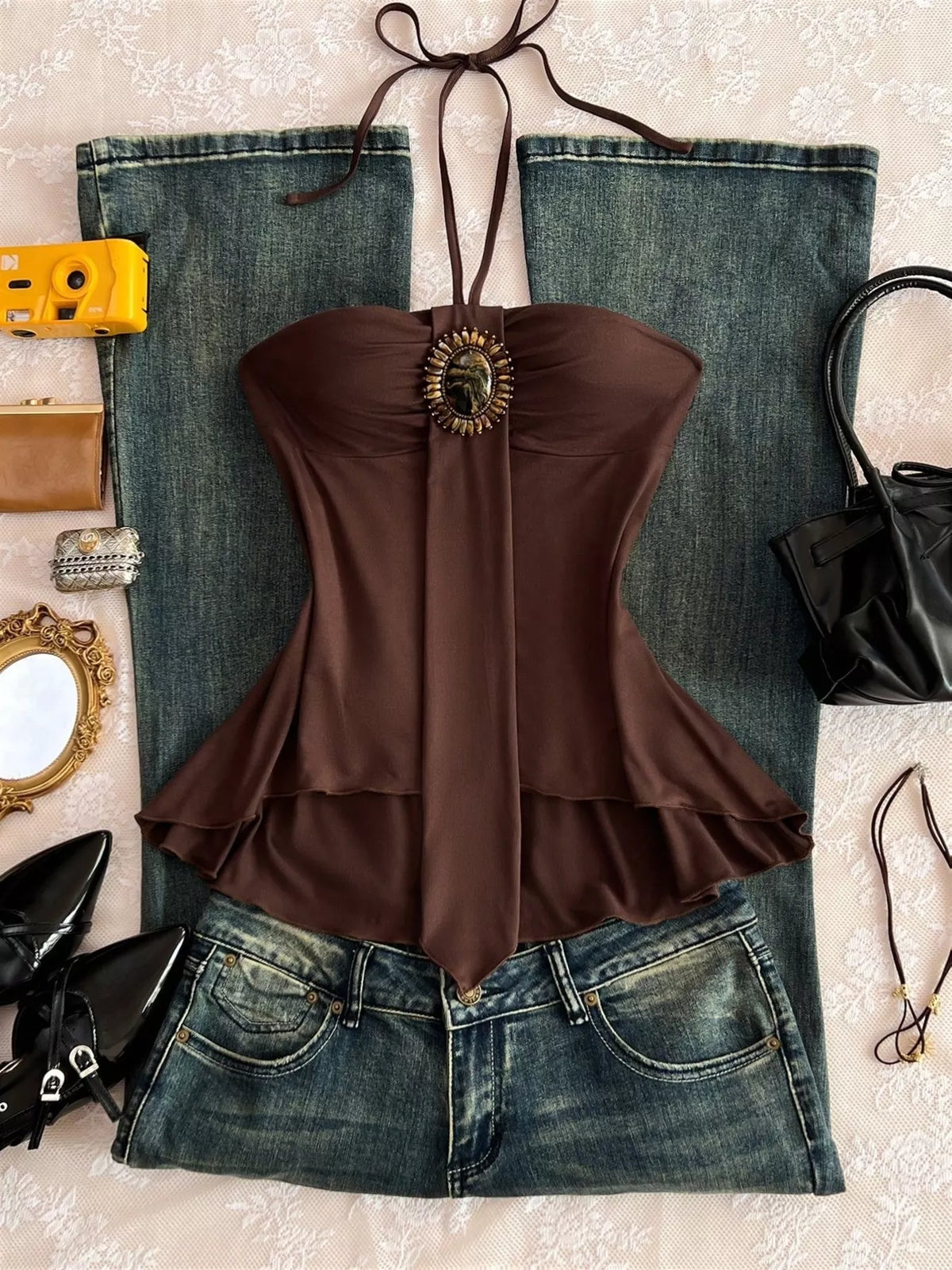 Embellished Front Halter Neck Cami (8)