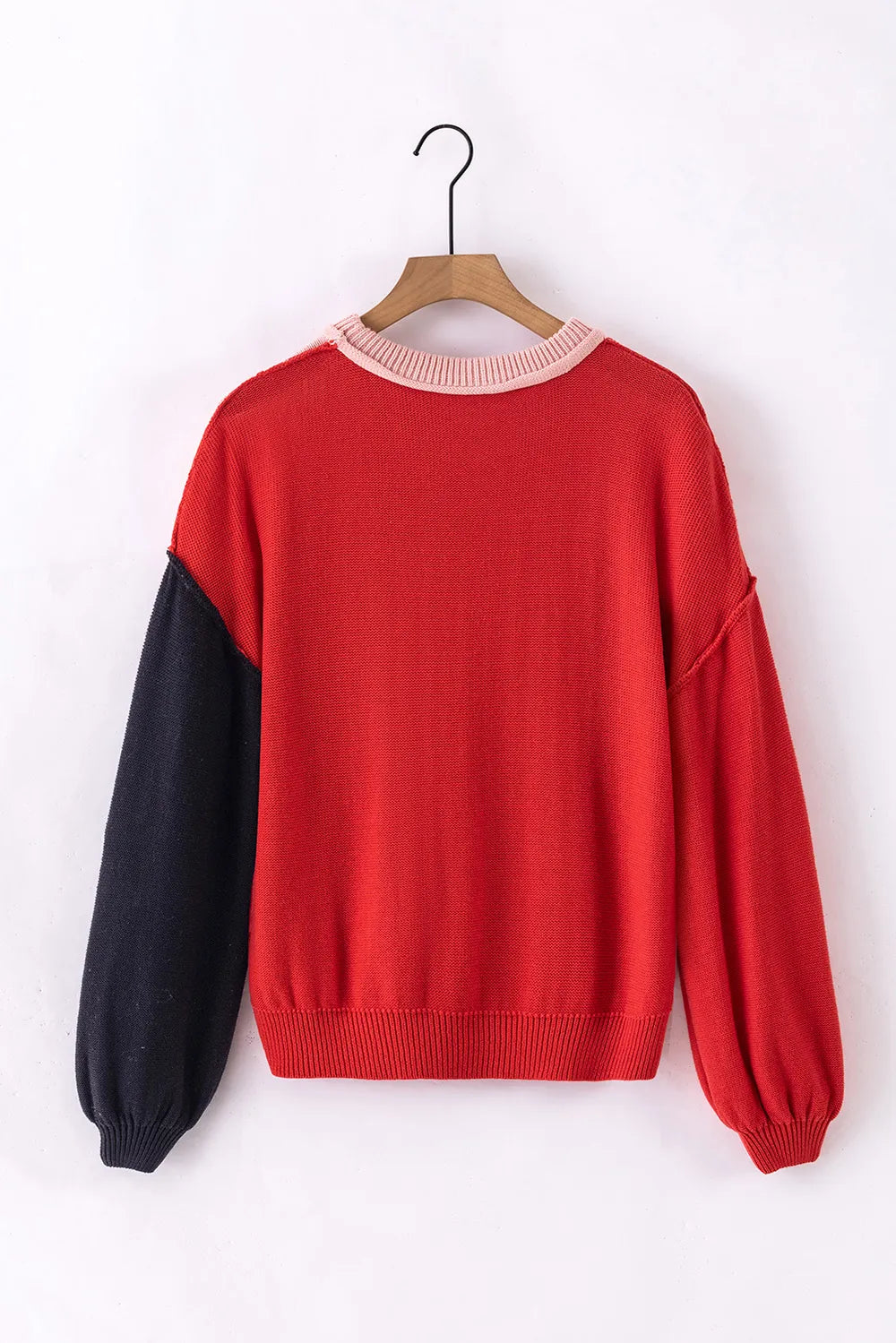 Contrast Round Neck Dropped Shoulder Sweater (8)
