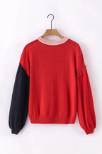 Contrast Round Neck Dropped Shoulder Sweater (8)