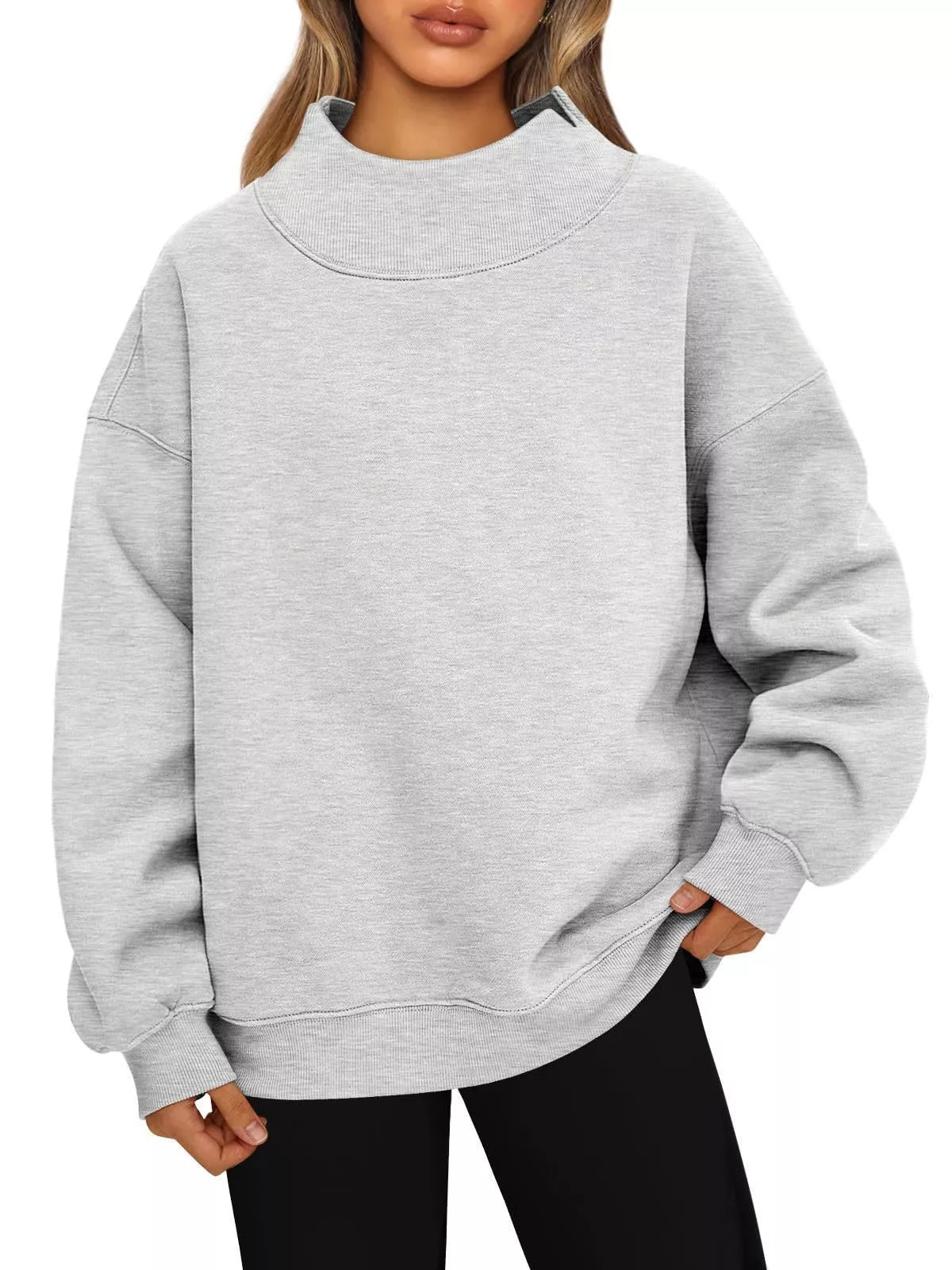 Mock Neck Dropped Shoulder Sweatshirt (12)