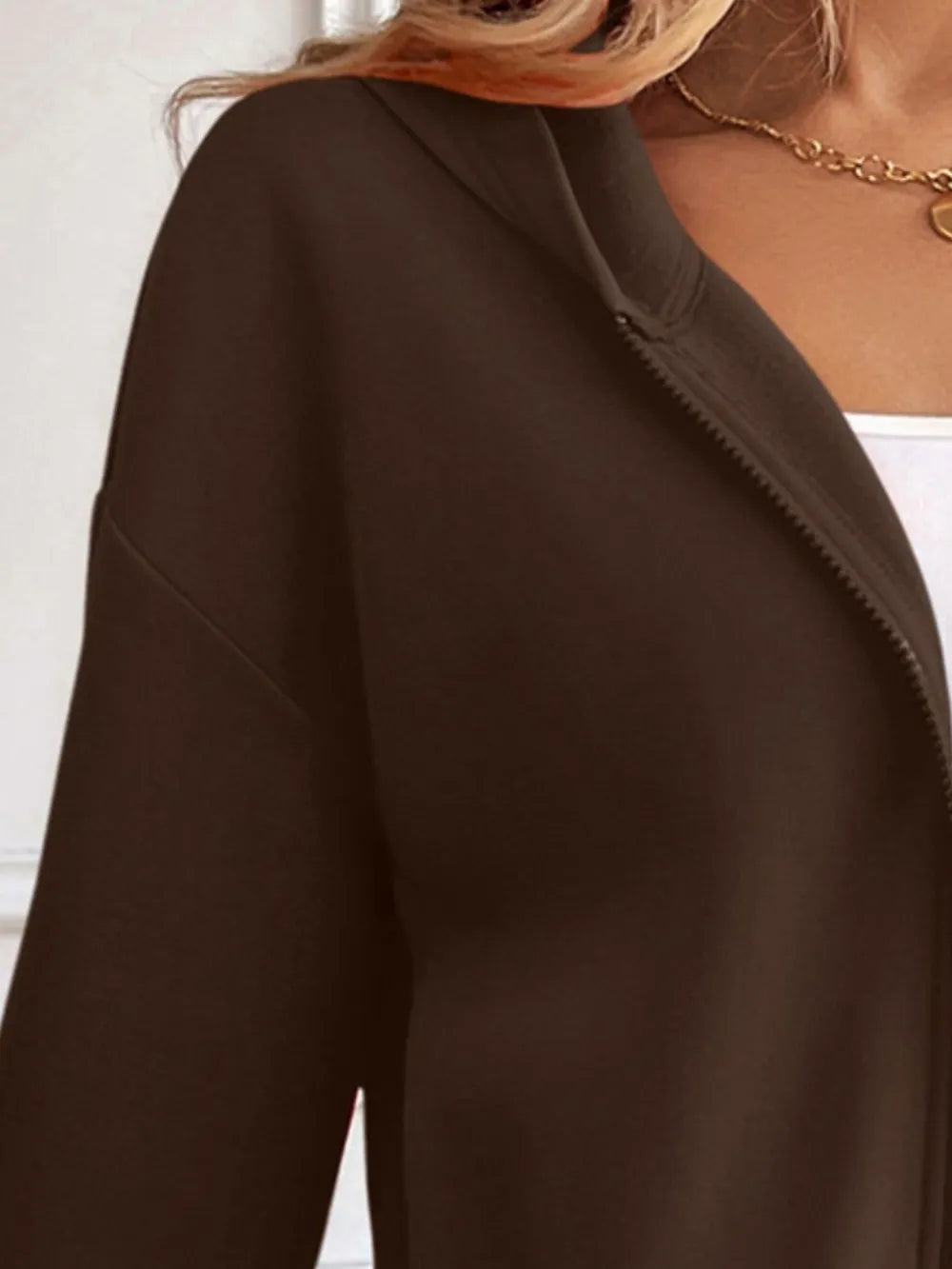 Zip Up Dropped Shoulder Hooded Jacket (33)