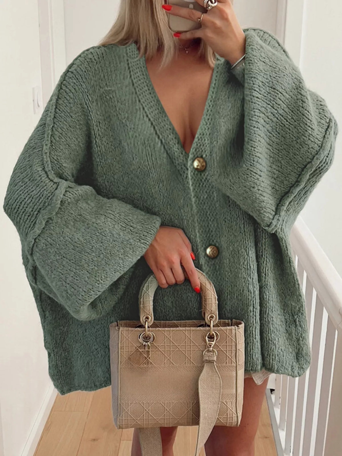 Oversized Knit Button Up Cardigan (6)