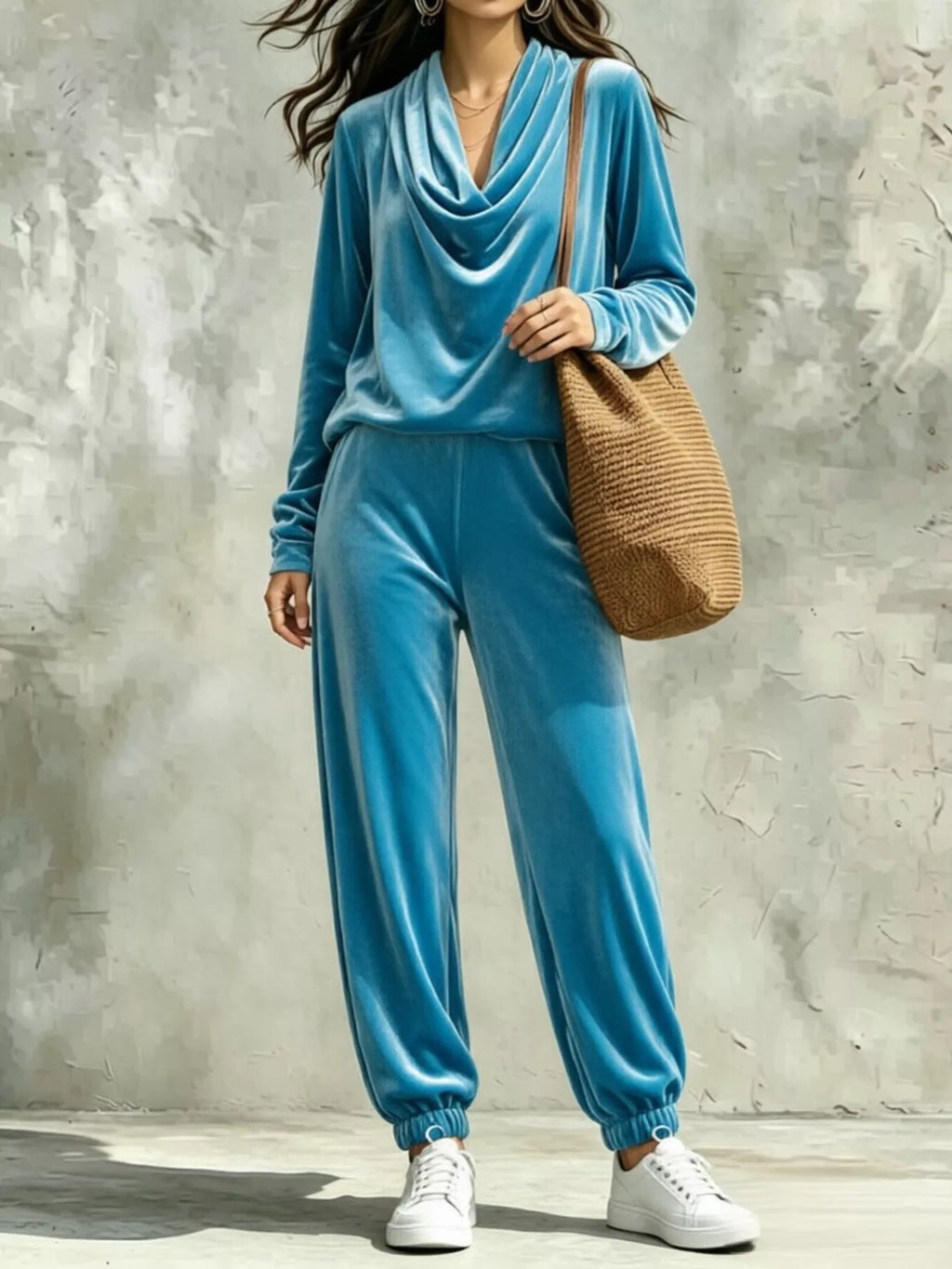 Cowl Neck Top Joggers Set