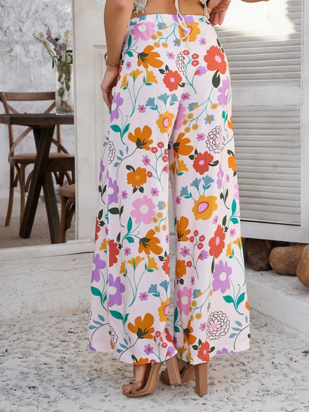 Drawstring Printed Wide Leg Pants (8)
