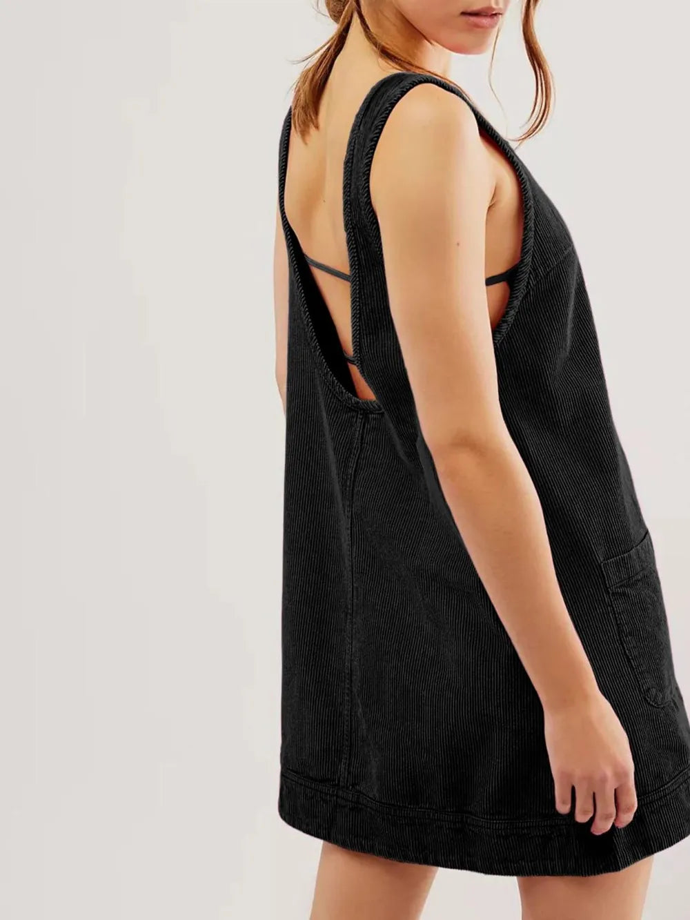Round Neck Wide Strap Mini Dress Pockets (20)