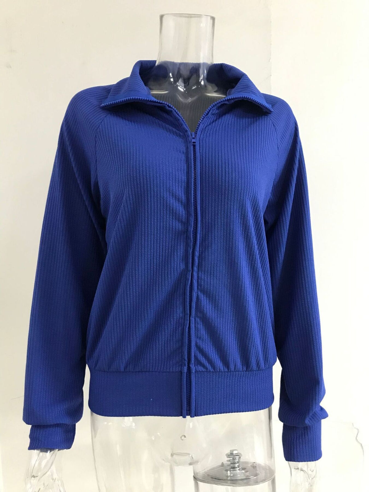 Full Size Ribbed Knit Zip-up Outerwear Plus (6)