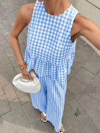 Gingham Sleeveless Top Wide-leg Pants Set (9)