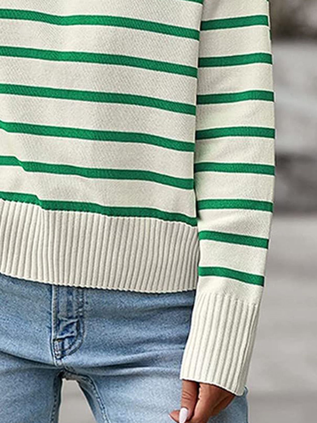 Striped Collared Neck Knit Top (9)