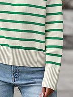 Striped Collared Neck Knit Top (9)