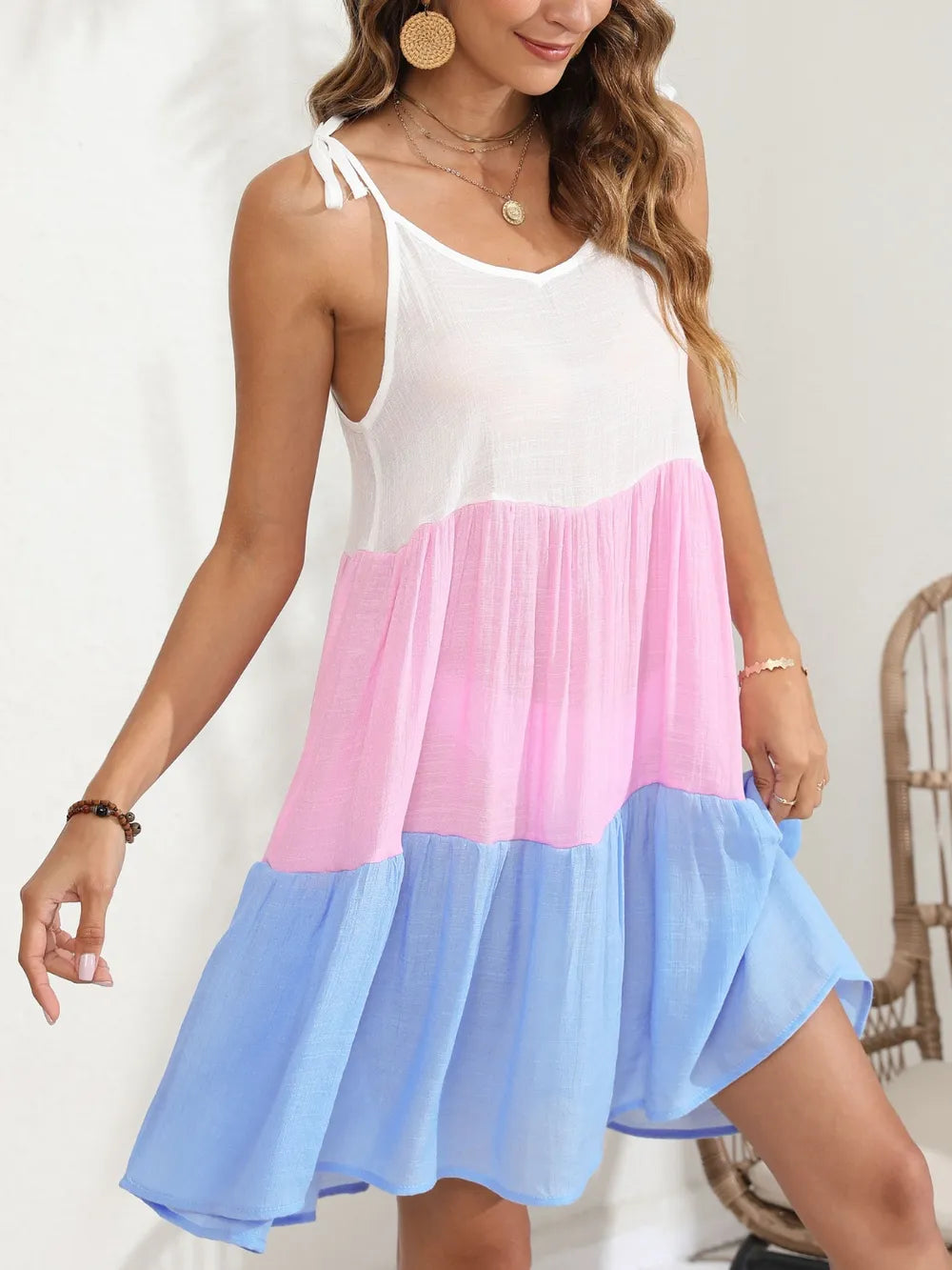 Block Spaghetti Strap Cover-up Dress (5)
