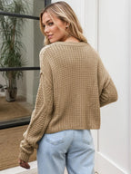 Cable-knit Round Neck Dropped Shoulder Sweater (15)