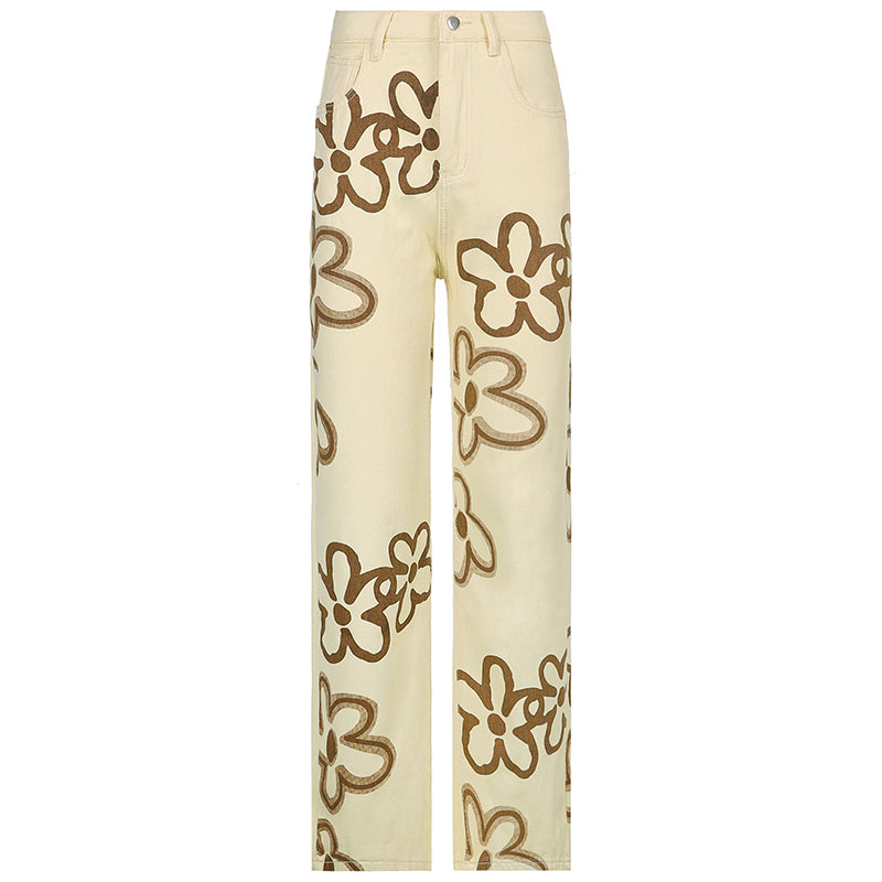 Street Print Straight Leg Jeans Casual variant CJNZ145797601AZ|CJNZ145797602BY|CJNZ145797603CX