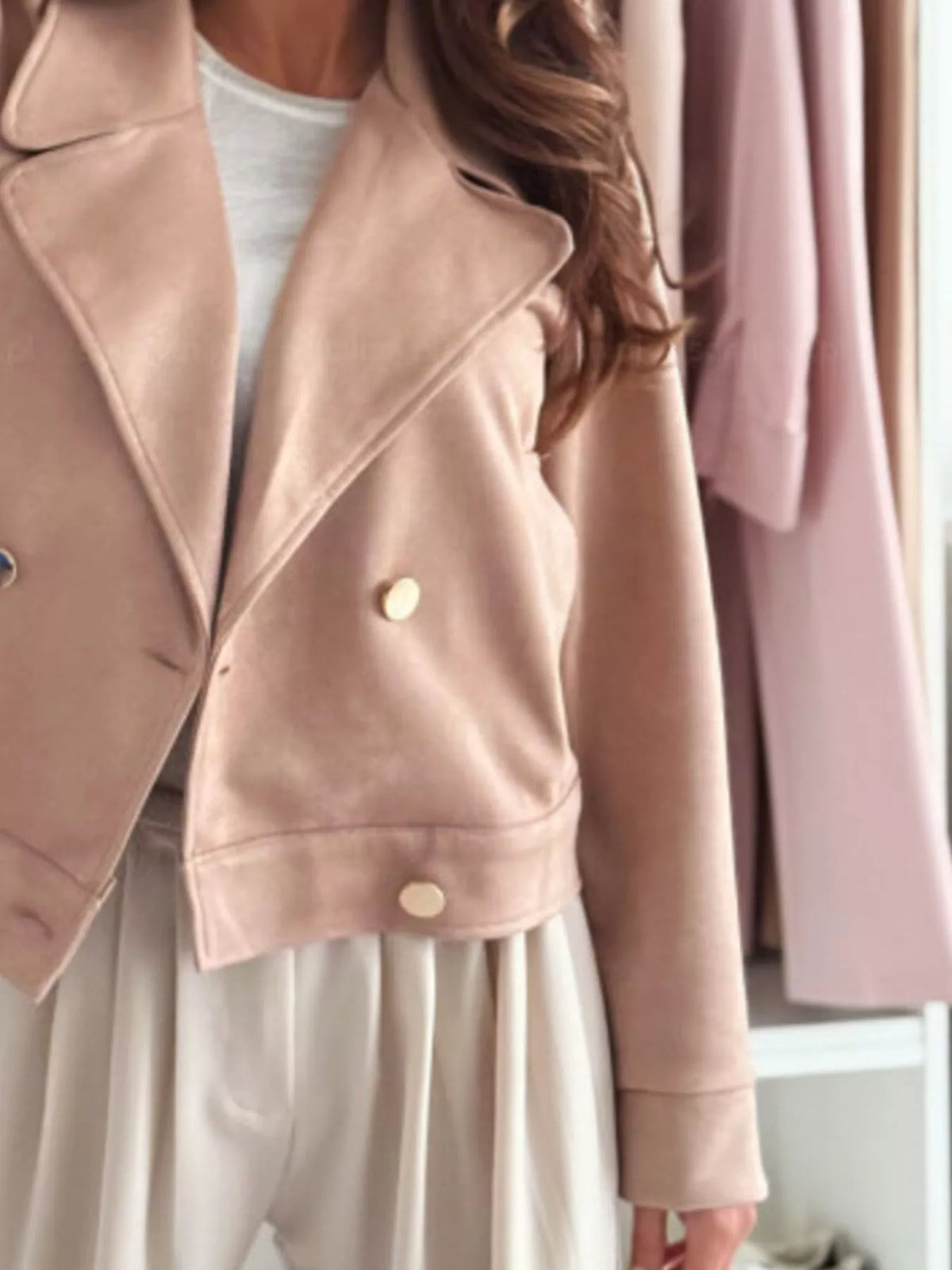 Double-breasted Lapel Collar Jacket (14)