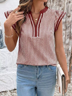 Striped Ruffle Sleeve Blouse (12)