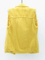 Full Size Button Down Raw Hem Sleeveless Denim Jacket Plus (14)