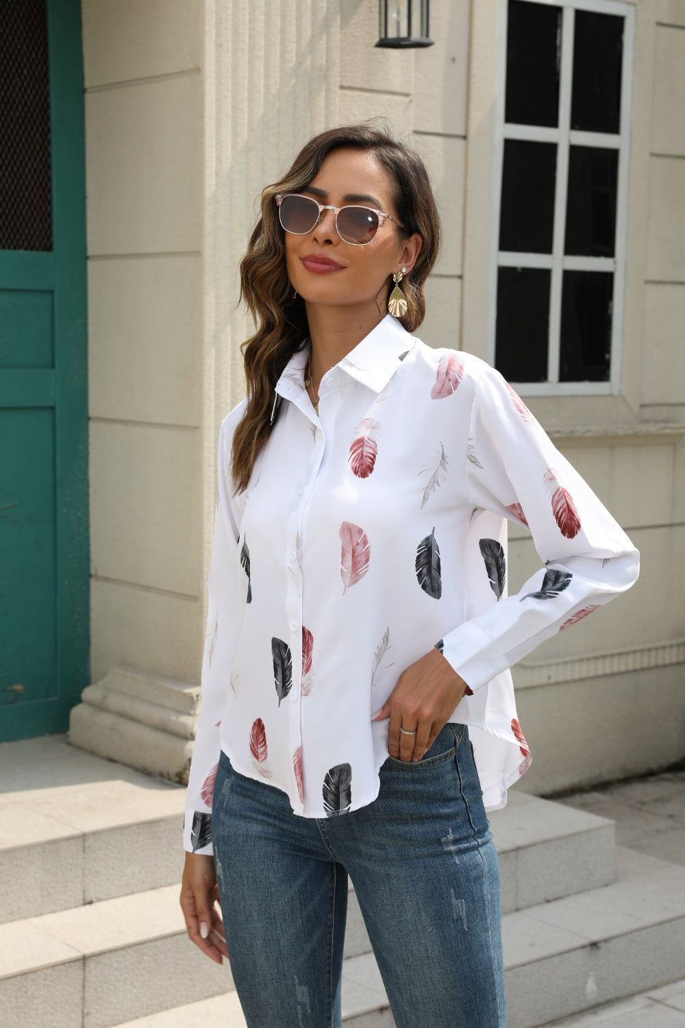 Printed Collared Neck Buttoned Shirt (5)