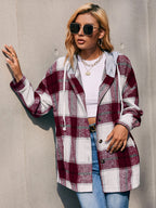 Plaid Dropped Shoulder Hooded Jacket (7)