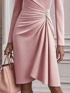 Ruched Surplice Long Sleeve Dress (3)