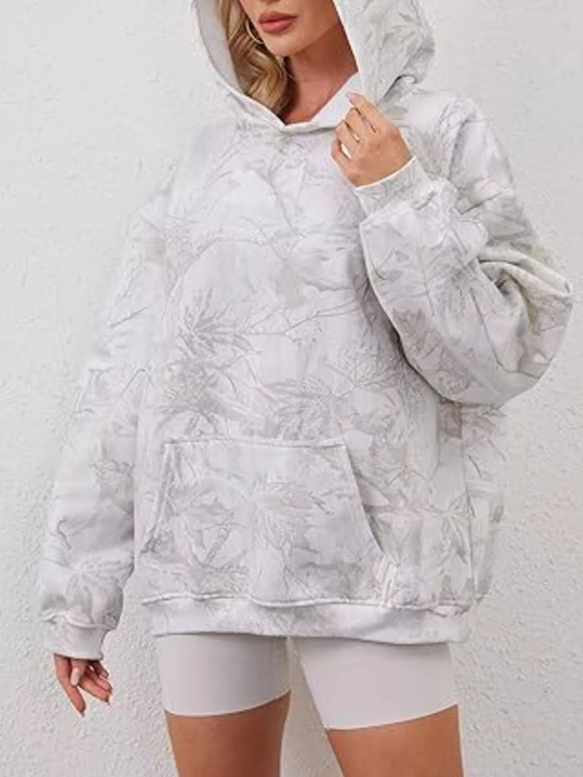 Full Size Kangaroo Pocket Long Sleeve Hoodie Plus (6)