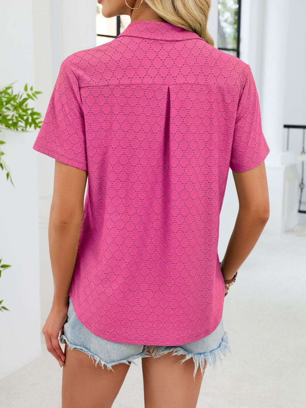 Eyelet Short Sleeve Blouse (11)