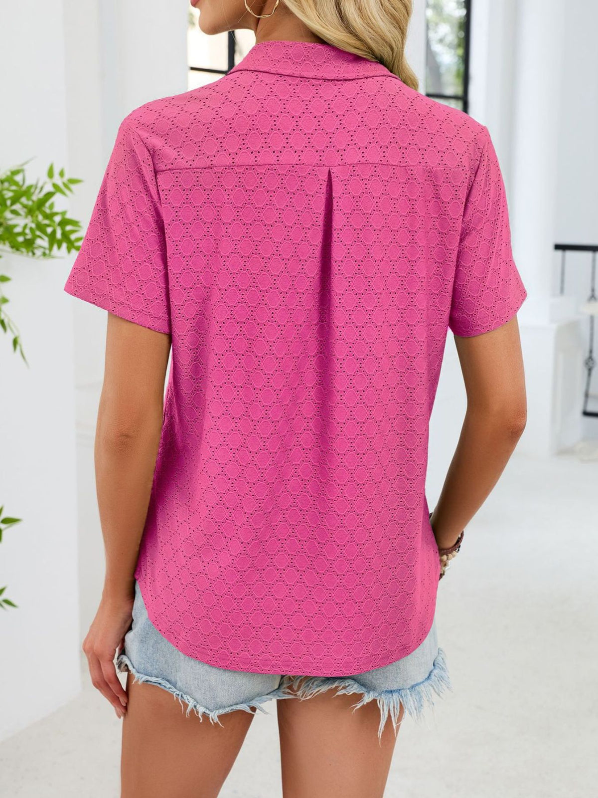 Eyelet Short Sleeve Blouse (11)