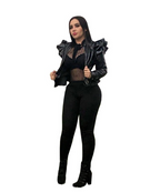 Leather Casual Ruffled Jacket photo 3