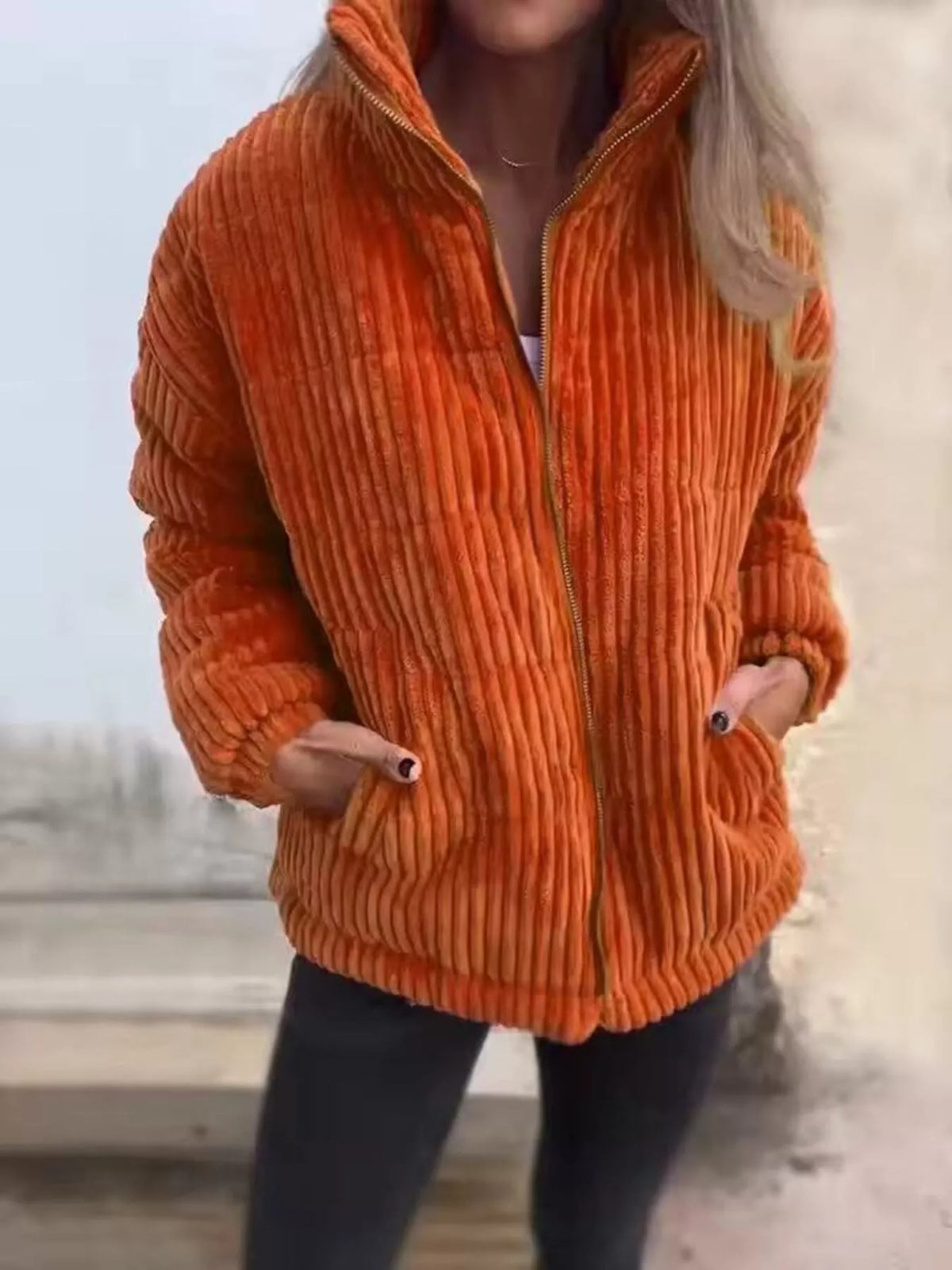 Full Size Zip Up Turtleneck Long Sleeve Winter Coat Plus (4)