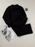 Drop Shoulder Zip Up Jacket Drawstring Pants Active 2pcs Set (18)