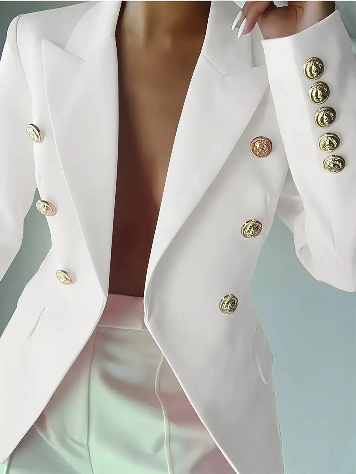 Decor Button Lapel Collar Blazer (4)