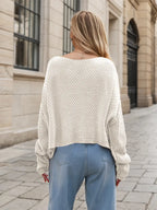 Round Neck Dropped Shoulder Long Sleeve Sweater (16)