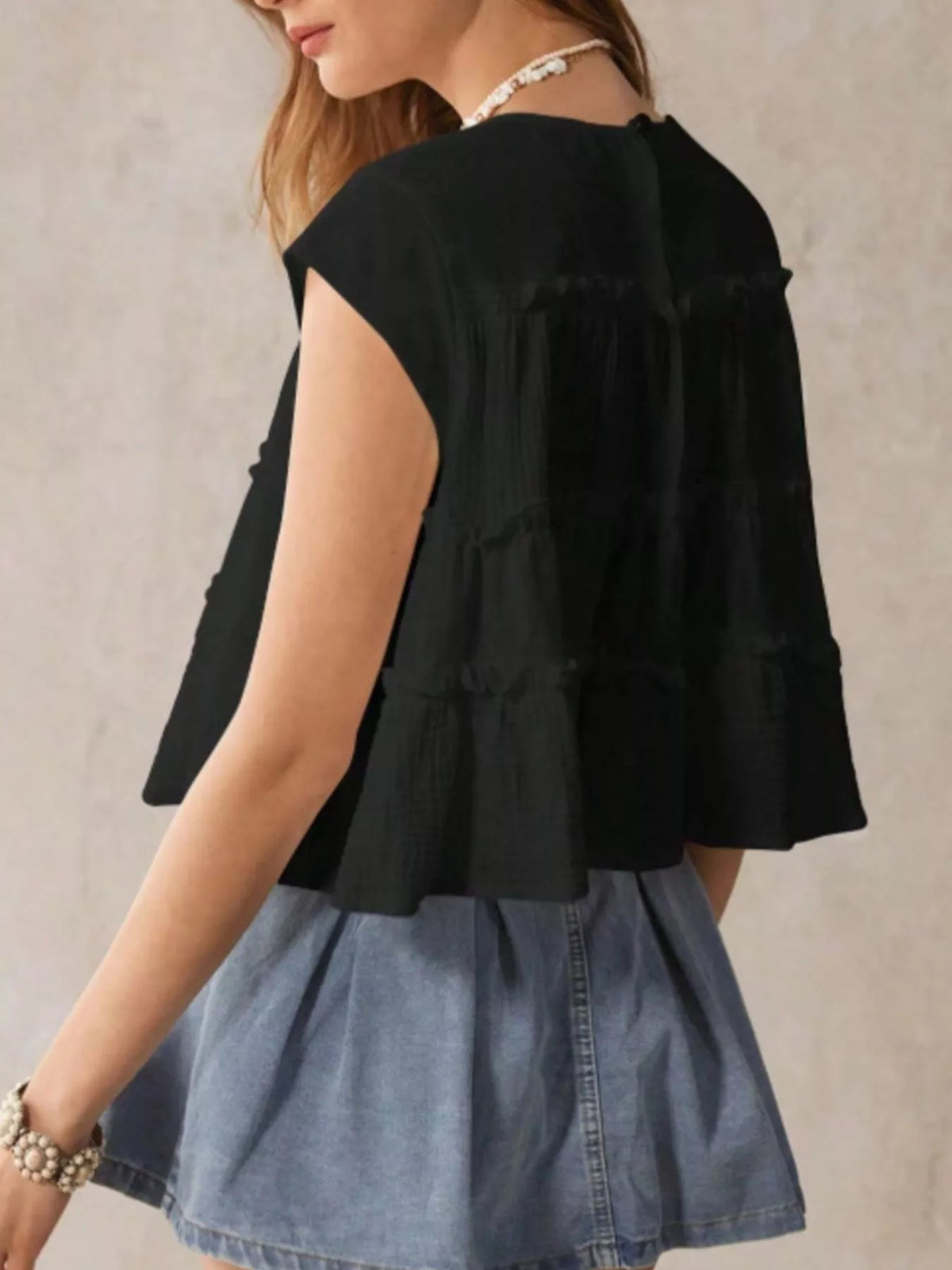 Tiered Cap Sleeve Blouse (10)